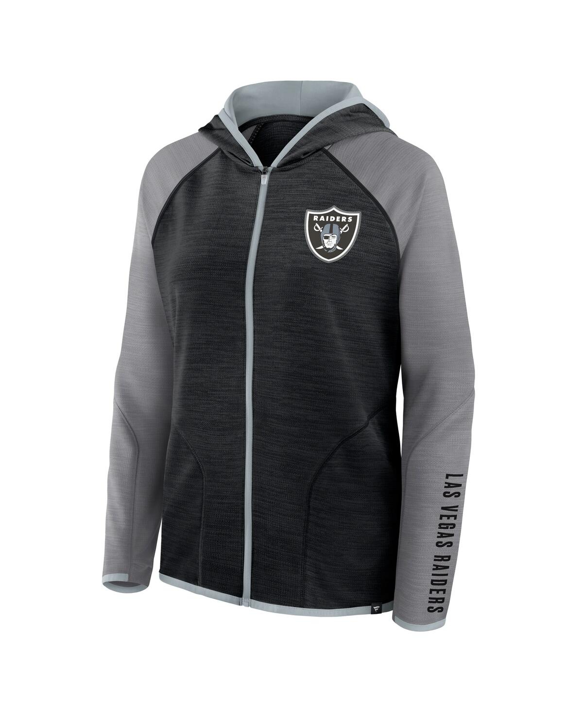 Fanatics Women's Black/gray Las Vegas Raiders Redzone End Around Pass Raglan Full-zip Hoodie In Multi