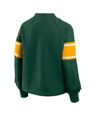 Women's Green Green Bay Packers Oversized Hometown Toss Sweep Mock Neck Pullover Hoodie
