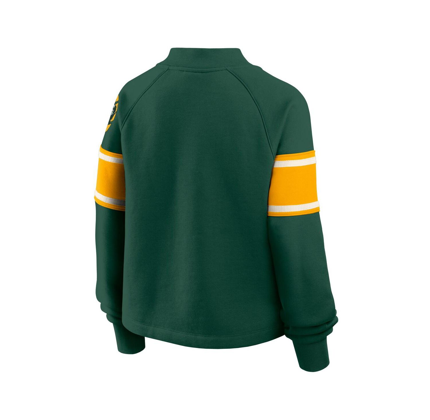 Women's Green Green Bay Packers Oversized Hometown Toss Sweep Mock Neck Pullover Hoodie