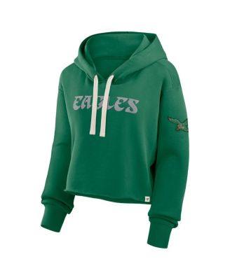 Women's Kelly Green Philadelphia Eagles Oversized Hometown Heritage Cropped Hoodie