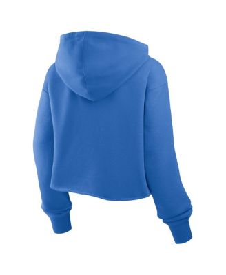 Women's Blue Detroit Lions Oversized Hometown Heritage Cropped Hoodie