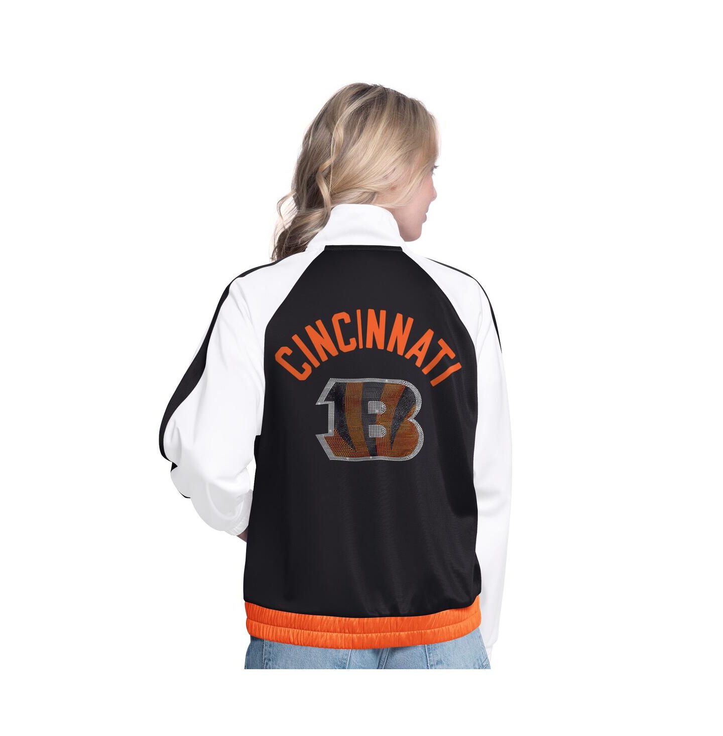 Женская куртка G-III 4Her by Carl Banks White/Black Cincinnati Bengals Rally Rhinestone Full-Zip Track Jacket — фото 2