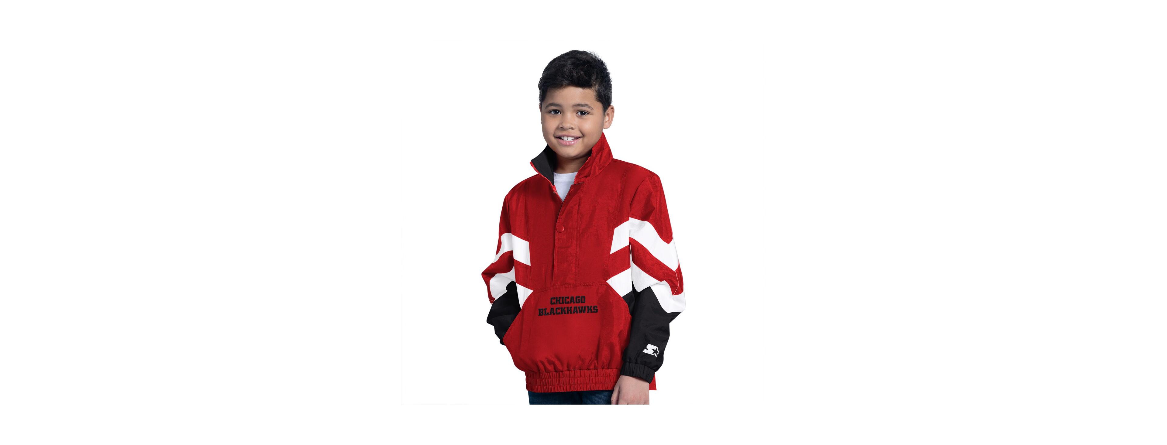 Starter Big Boys and Girls Red Chicago Blackhawks Prospect Half-Zip Pullover Top