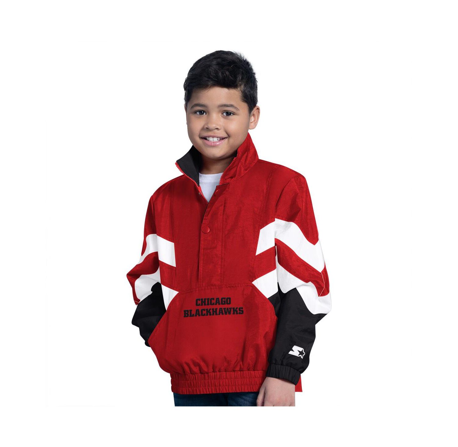 Big Boys and Girls Red Chicago Blackhawks Prospect Half-Zip Pullover Top