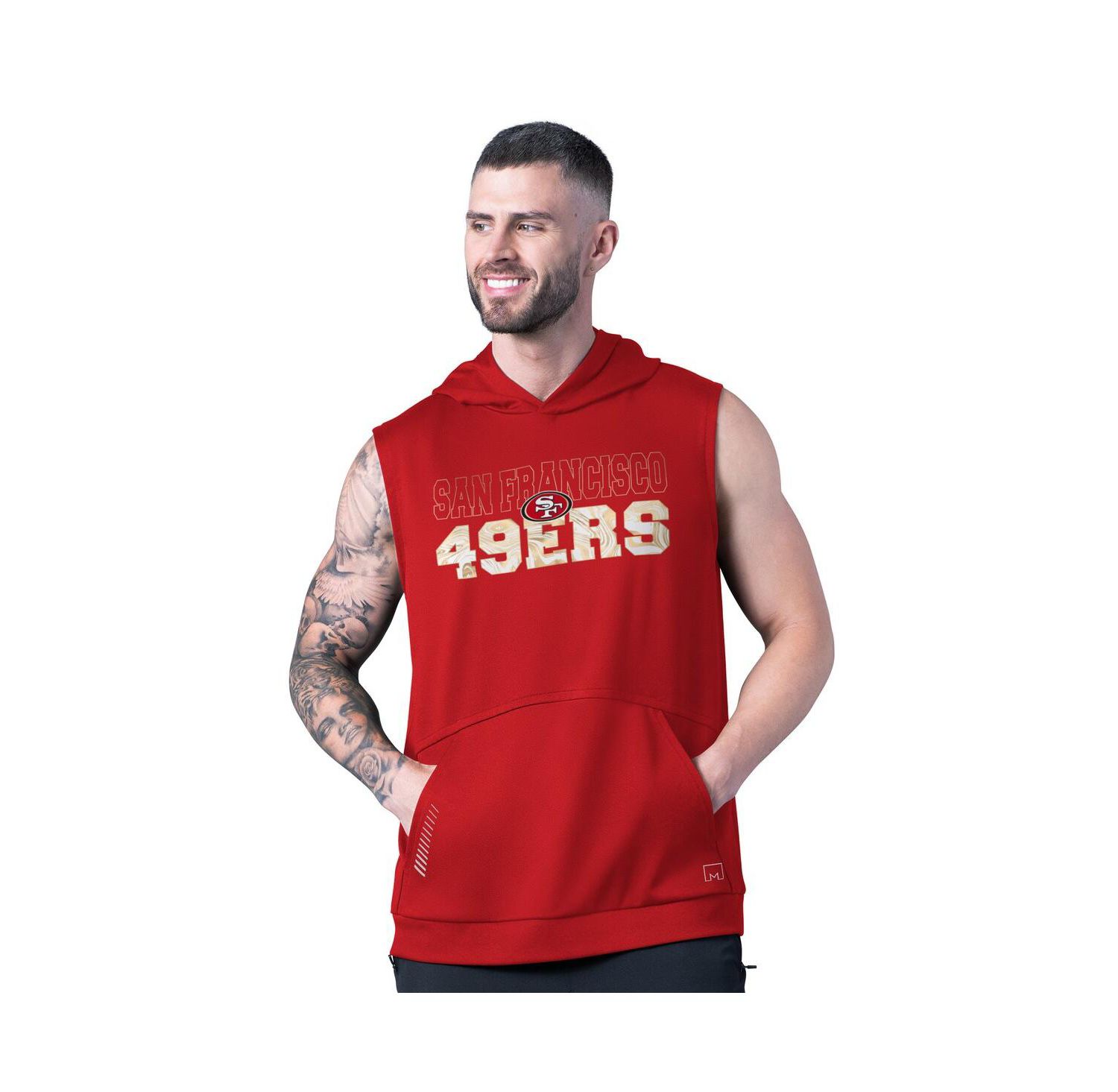 Men's Scarlet San Francisco 49ers Tri-Blend Rebound Sleeveless Hoodie