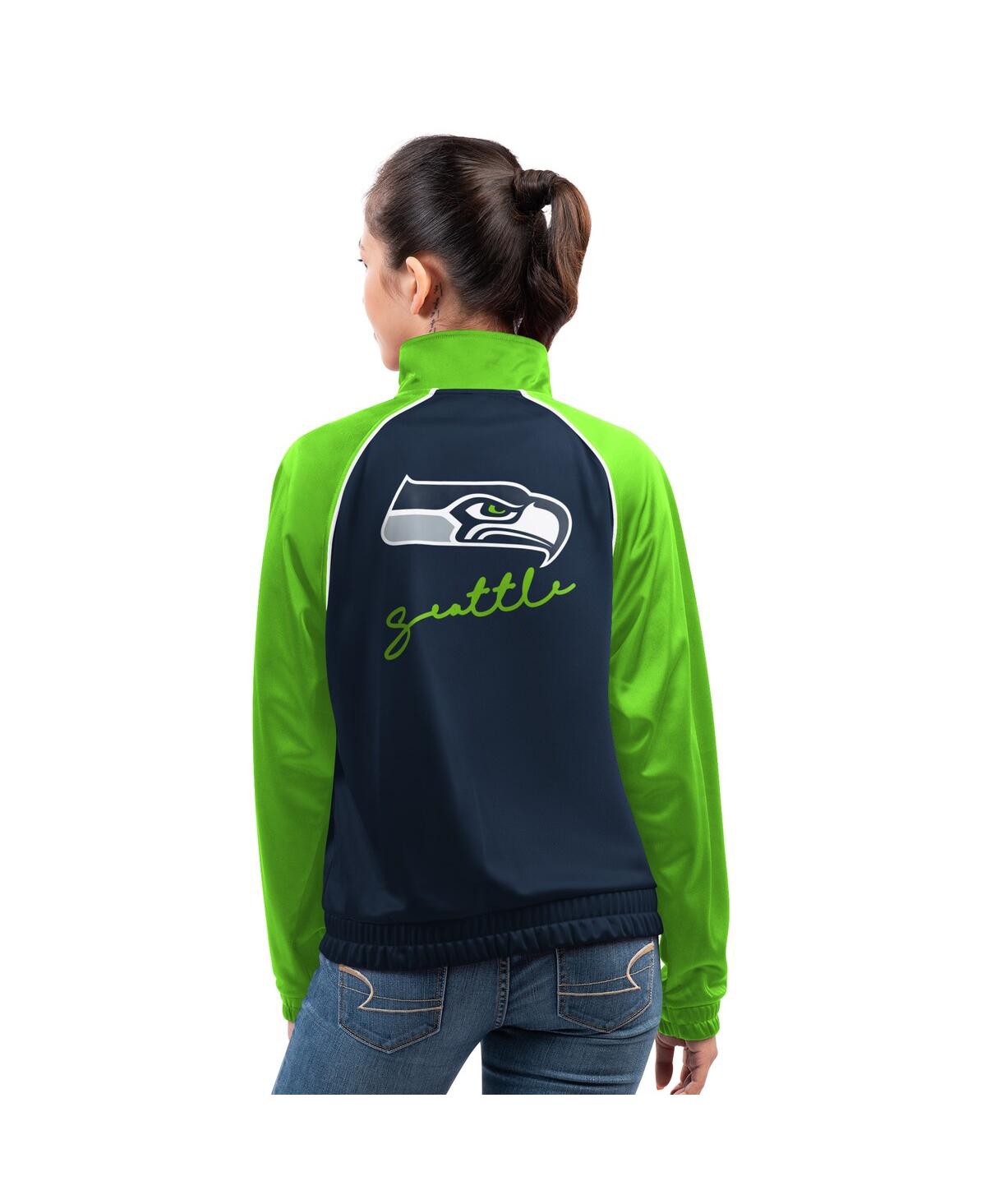 G-iii 4her By Carl Banks Women's College Navy Seattle Seahawks Replay Full-zip Track Jacket In Blue