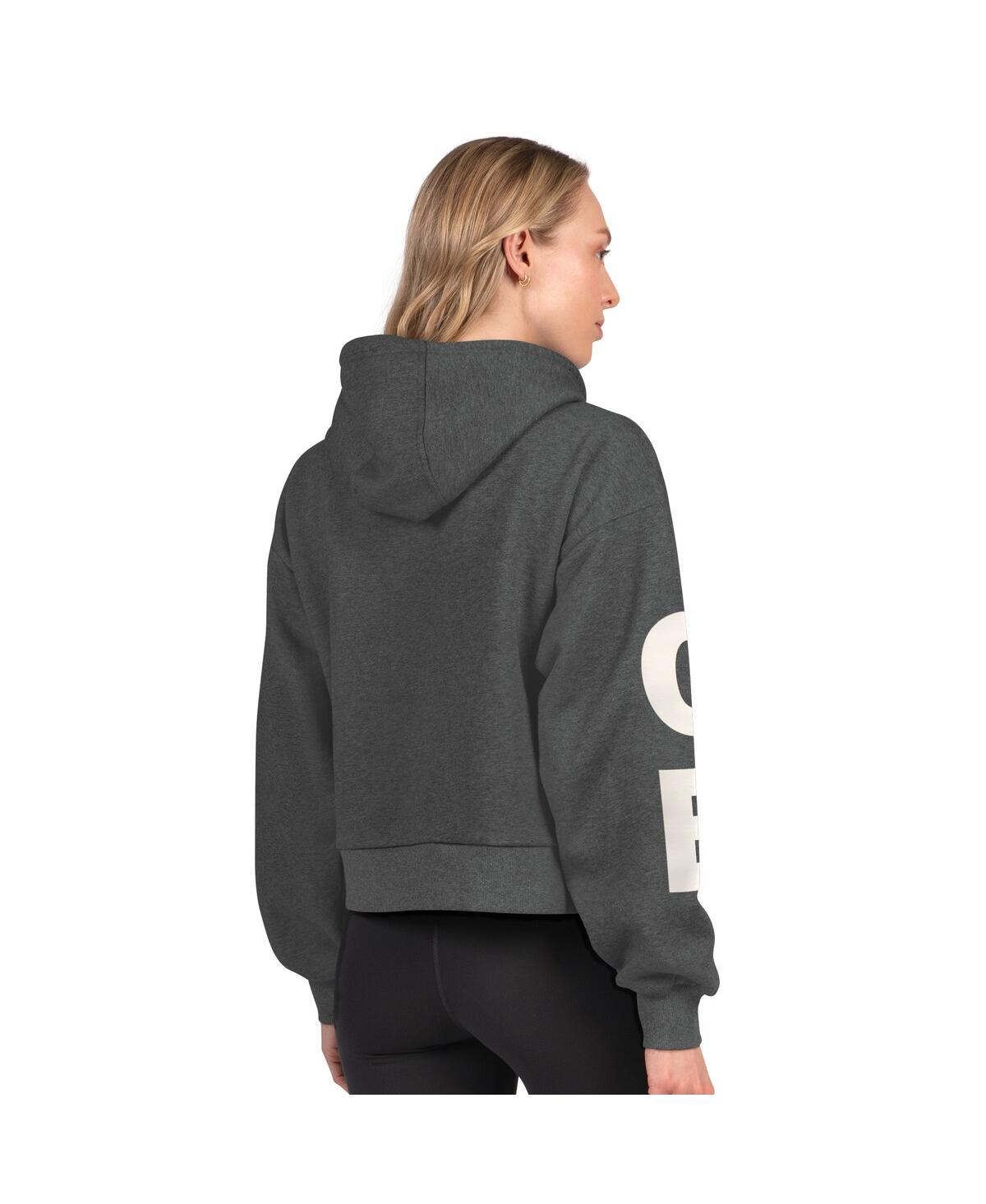 Starter Women's Heather Charcoal Green Bay Packers Star Player Cropped Fleece Pullover Hoodie In Gray