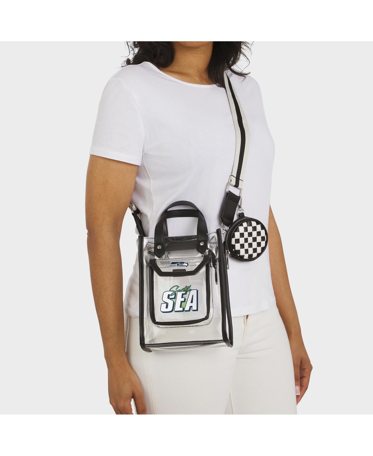 Wear By Erin Andrews Seattle Seahawks Clear Stadium Coin Pouch With Crossbody Purse In Transparent