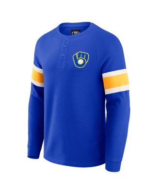 Men's Darius Rucker Collection by Fanatics Royal Milwaukee Brewers Waffle-Knit Raglan Long Sleeve Henley T-Shirt