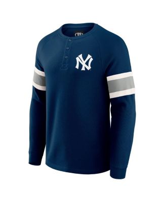 Men's Darius Rucker Collection by Fanatics Navy New York Yankees Waffle-Knit Raglan Long Sleeve Henley T-Shirt
