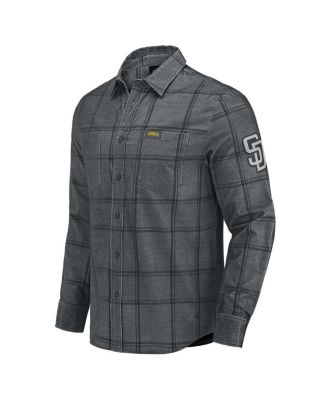 Men's Darius Rucker Collection by Fanatics Gray San Diego Padres Thin Wale Corduroy Plaid Button Up Shirt