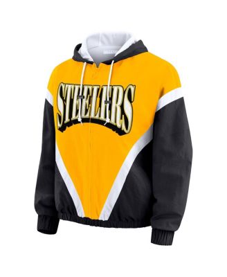 Women's Gold/Black Pittsburgh Steelers Plus Size Retro Crinkle Full-Zip Windbreaker Jacket