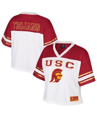 Colosseum - Women's White USC Trojans Treasure Cropped Football Jersey