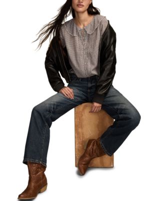 Women's Gingham Peter Pan Collar Top