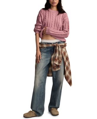 Women's Cable Knit Crew Neck Sweater