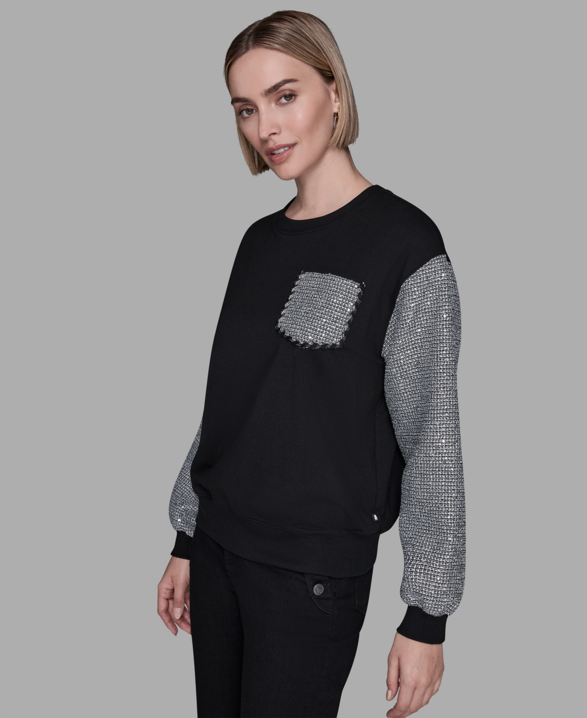 Karl Lagerfeld Paris Women's Embellished Sleeve Sweatshirt