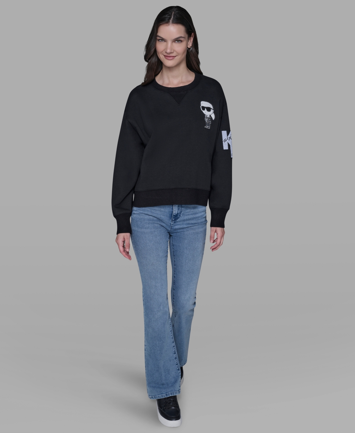 Karl Lagerfeld Women's Long Sleeve Sweatshirt In Black