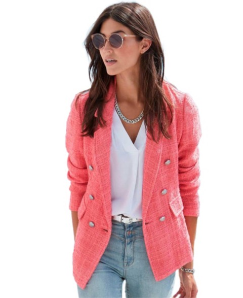 Женские LASCANA Women's Double Breasted Boucle Blazer