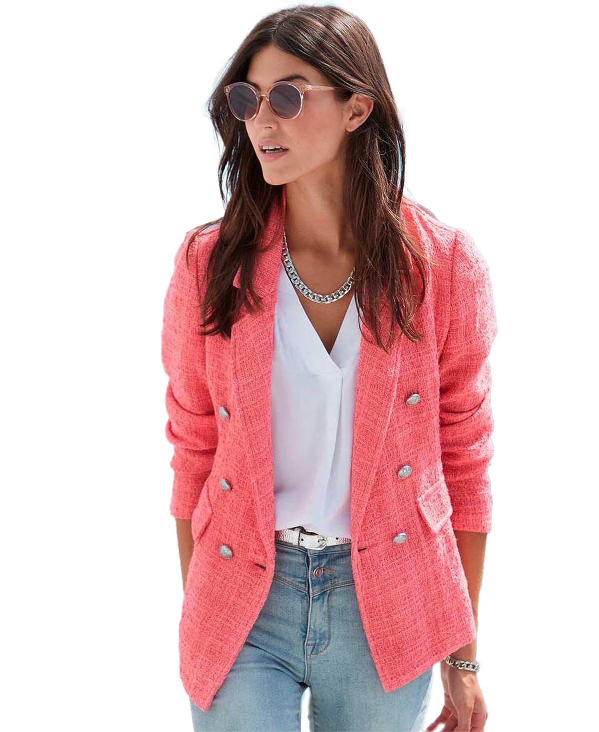 Женские LASCANA Women's Double Breasted Boucle Blazer — фото 1