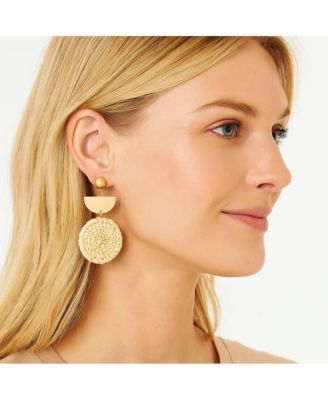 Rattan Earrings Organic Wooden Straw Weave