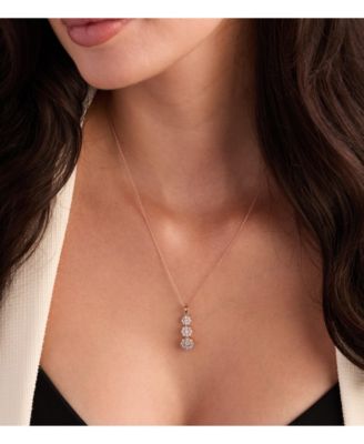 Nude Diamond Triple Flower Pendant Adjustable 20" Pendant Necklace (1 ct. t.w.) in 14k Rose Gold