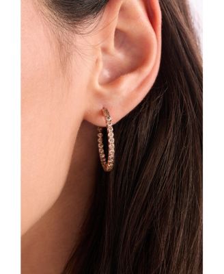 Chocolate Ombr&eacute; Diamond In & Out Small Hoop Earrings (2 ct. t.w.) in 14k Gold, 1"