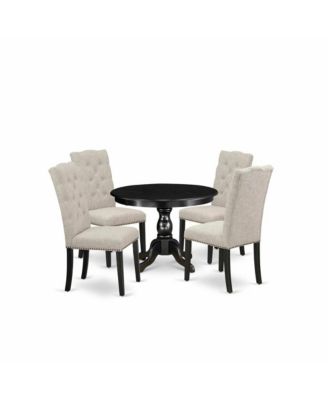 5 Pc. Kitchen Table Set with Linen Fabric Chair, Button Tufted Back and Nail Head Trim