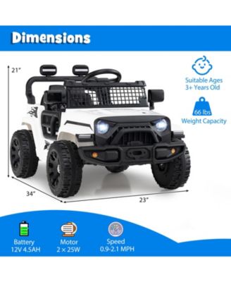 Kids Ride on Car Truck 12V Battery Powered Electric Vehicle w/ Foldable Mirrors