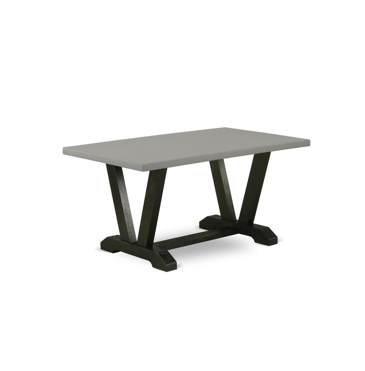 East West Furniture 5-Pc Dinette Set - 4 Kitchen Chairs and 1 Modern Rectangular Wire Brushed Black Kitchen Table with High Chair Back