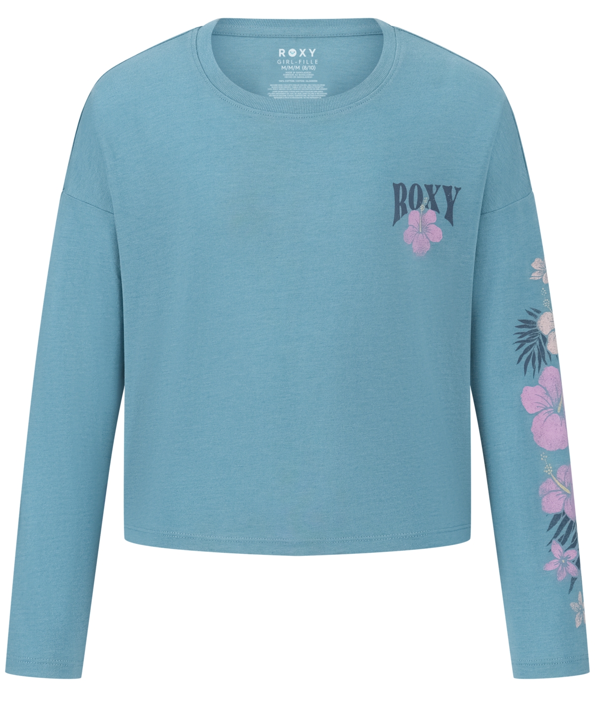 Roxy Girls 7-16 Hibiscus Trail Relaxed Long Sleeve T-shirt In Green