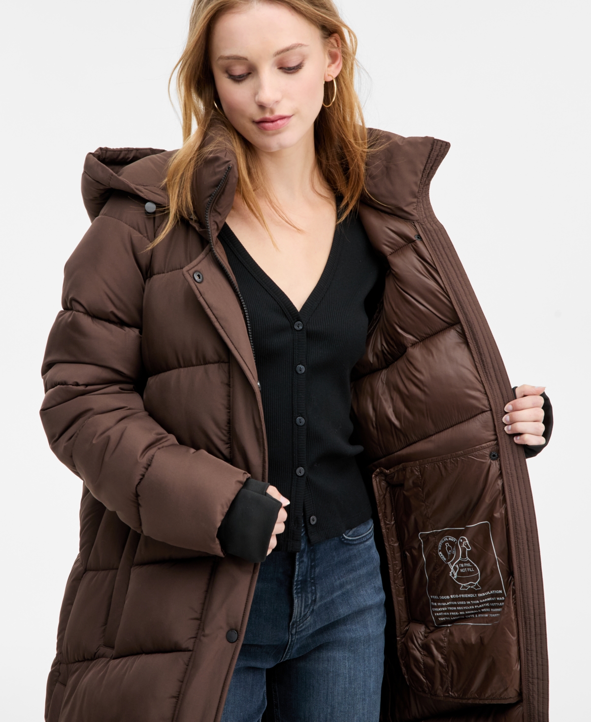 Bcbg Water Resistant Hooded Puffer Jacket In Brown