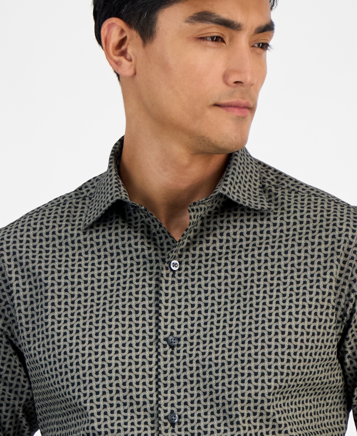 Alfani Men's Slim-Fit Geo-Print Dress Shirt, Macy's Exclusive