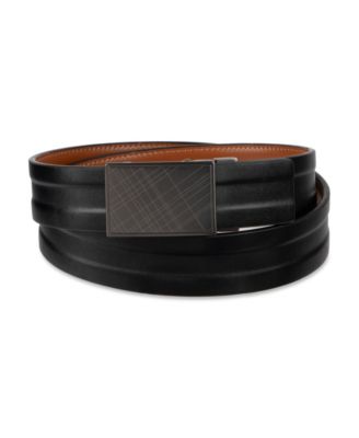 Kenneth Cole Reaction - Men's Reversible Plaid Plaque Compression Locking Buckle Belt