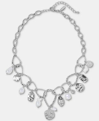 Style & Co - Sculptural Disc & Imitation Pearl Statement Necklace, 18" + 3" Extender