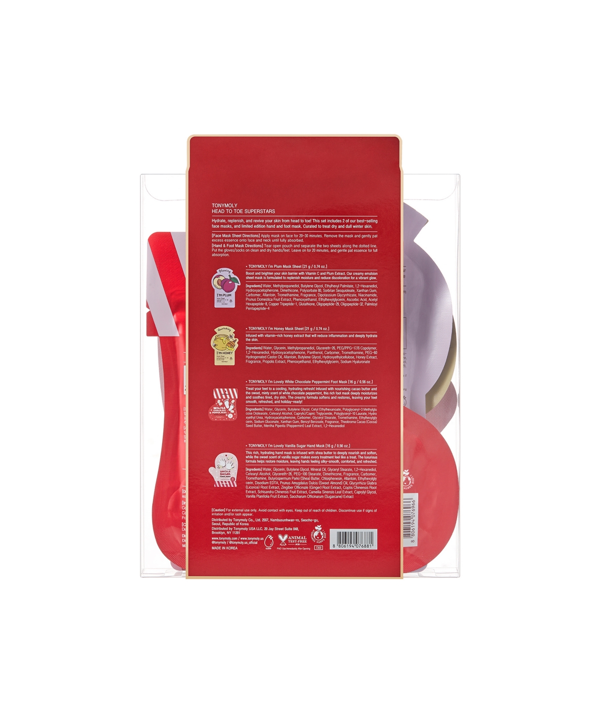 Tonymoly Head To Toe Superstars 4-pc. Foot, Hand, And Face Mask Set In Transparent