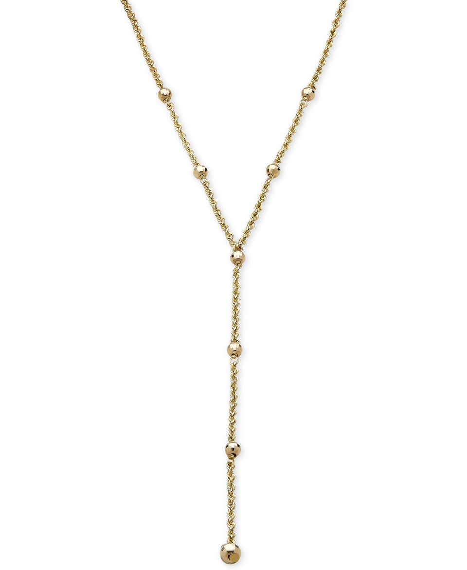 Beaded Station Rope Lariat Necklace in 14k Gold   Necklaces   Jewelry