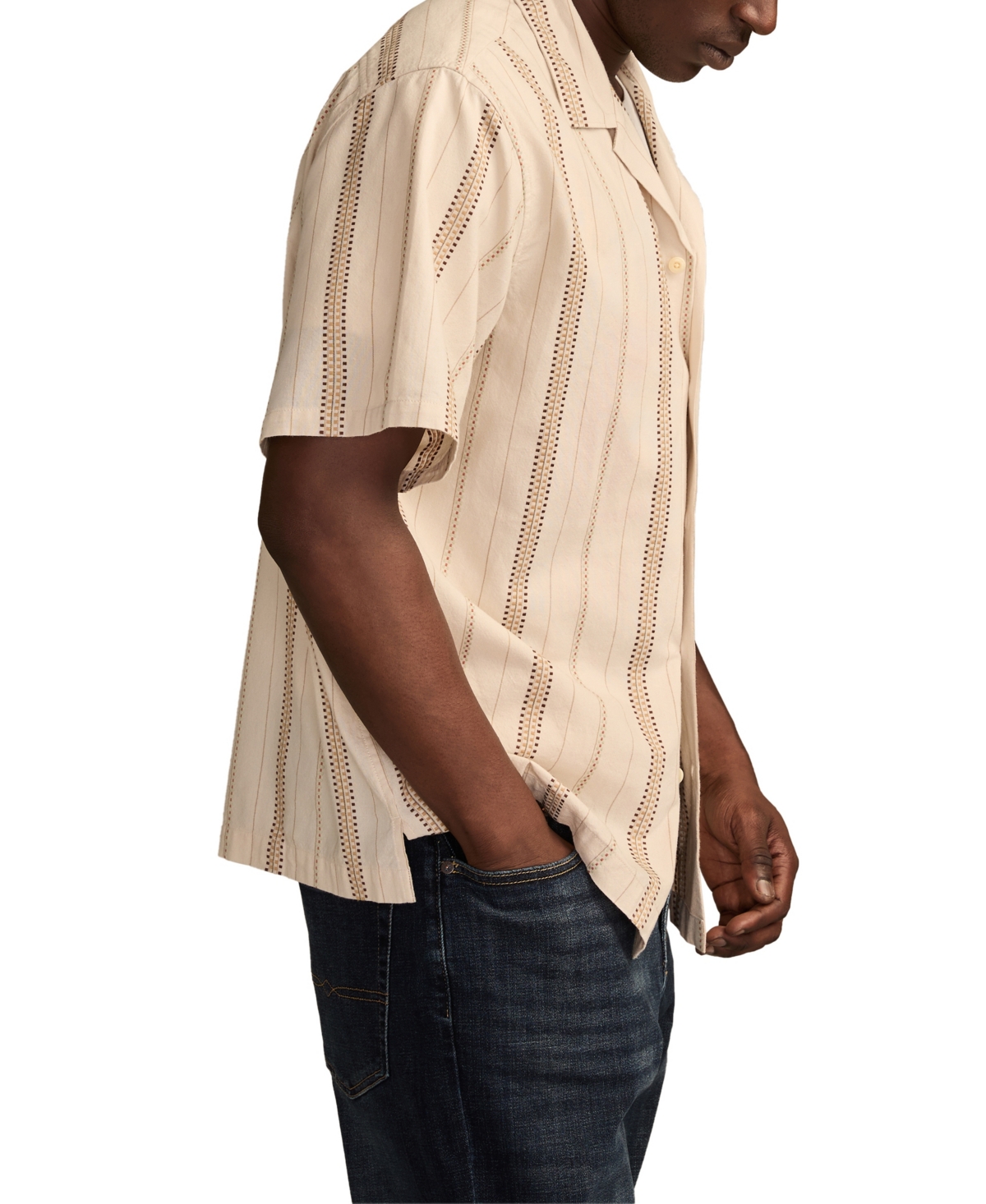 Lucky Brand Men's Textured Stripe Short Sleeve Shirt