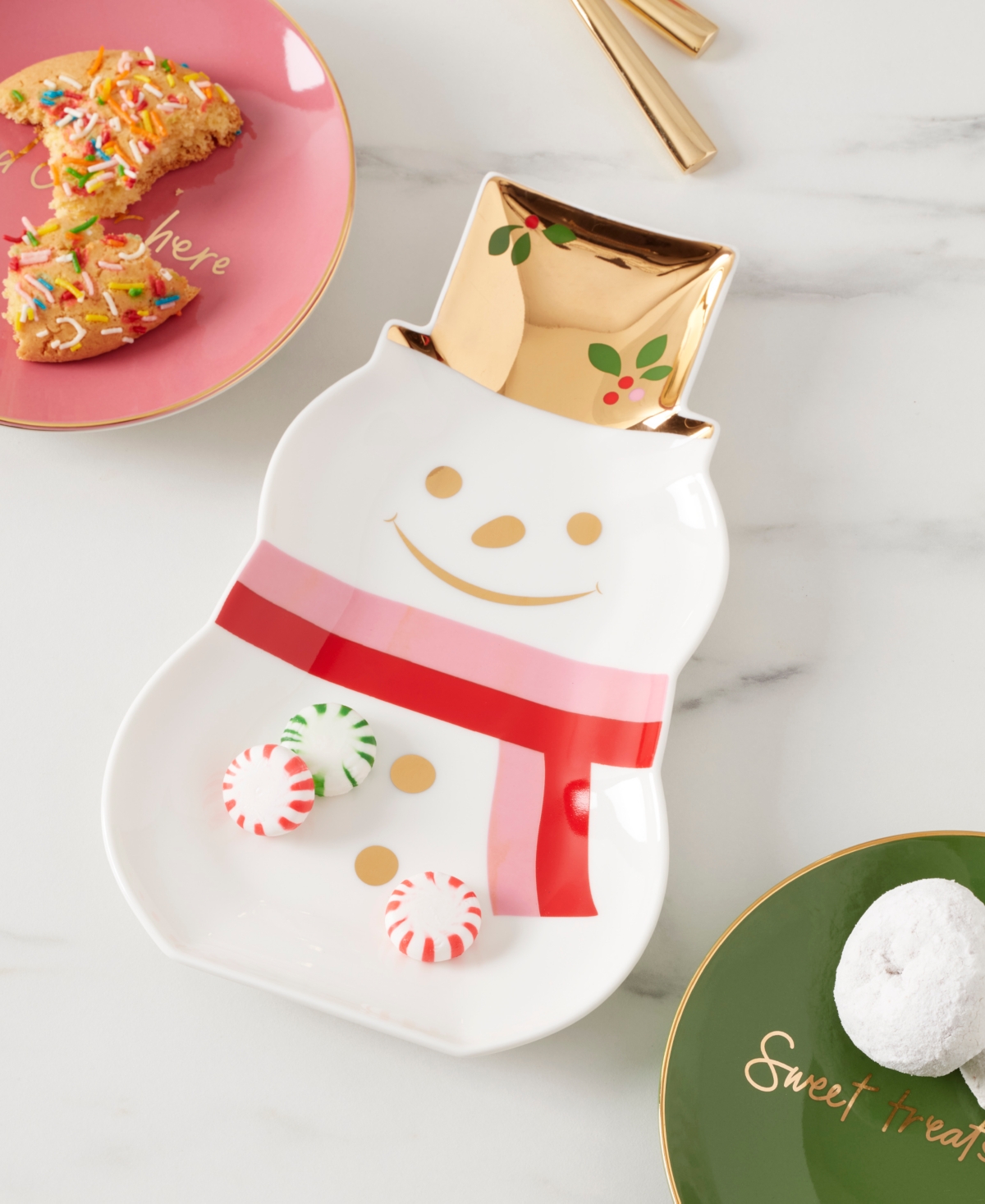 Kate Spade Be Jolly Snowman Candy Dish In Multi