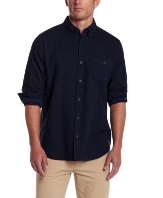 Men's Button Front Collared Textured Dobby Shirt
