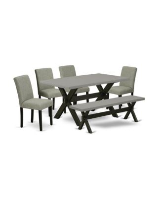 6-Piece Kitchen Dining Set with Table, 4 Chairs and Bench