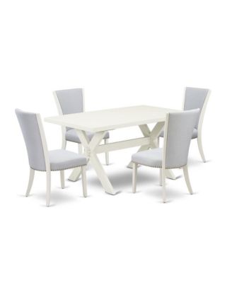 5-Piece Dining Set Consists of 4 Dining Room Chairs with Upholstered Seat and Stylish Back-Rectangular Breakfast Table