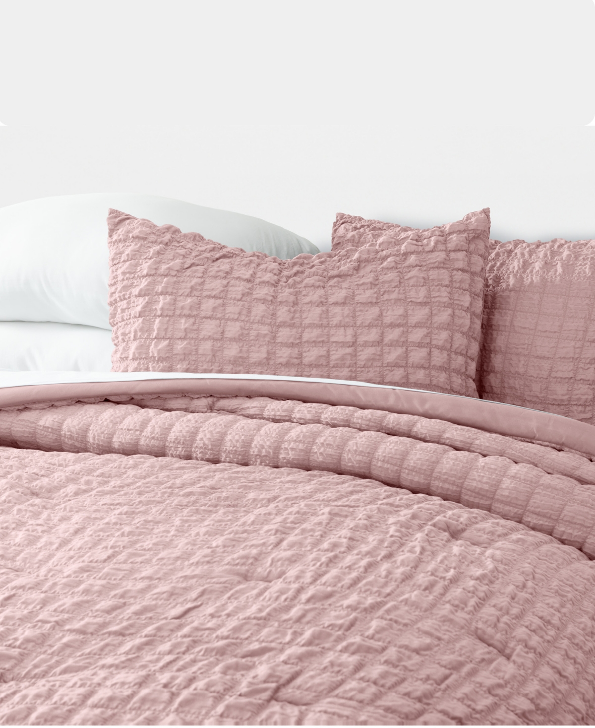 Ienjoy Home Textured Seersucker Box 3-pc. Comforter Set, King/ California King In Pink