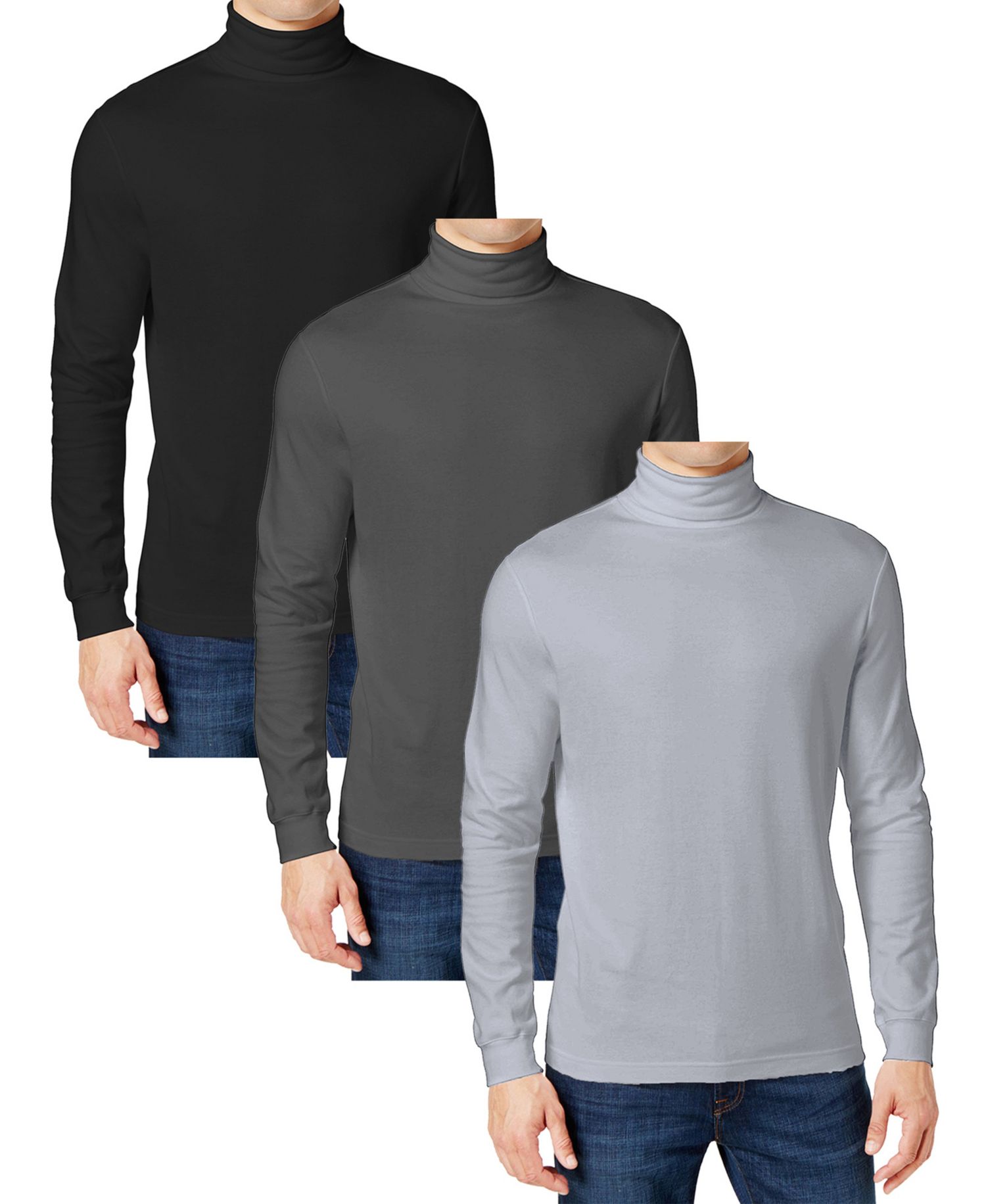 Men's 3-Pack Long Sleeve Turtle Neck T-Shirt