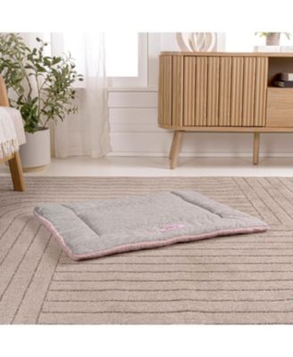 Flora Extra Large Classic Cottage Linen/Plush Ultra Soft Reversible Pet Bed & Crate Mat with Washable Cover