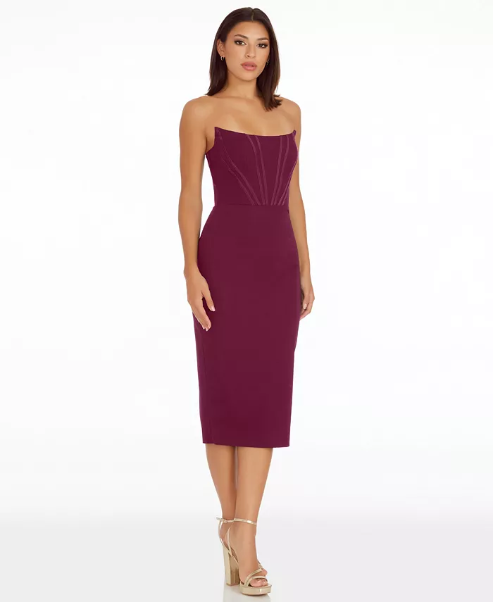 Women's Corset Strapless Midi Dress - thumbnail 2