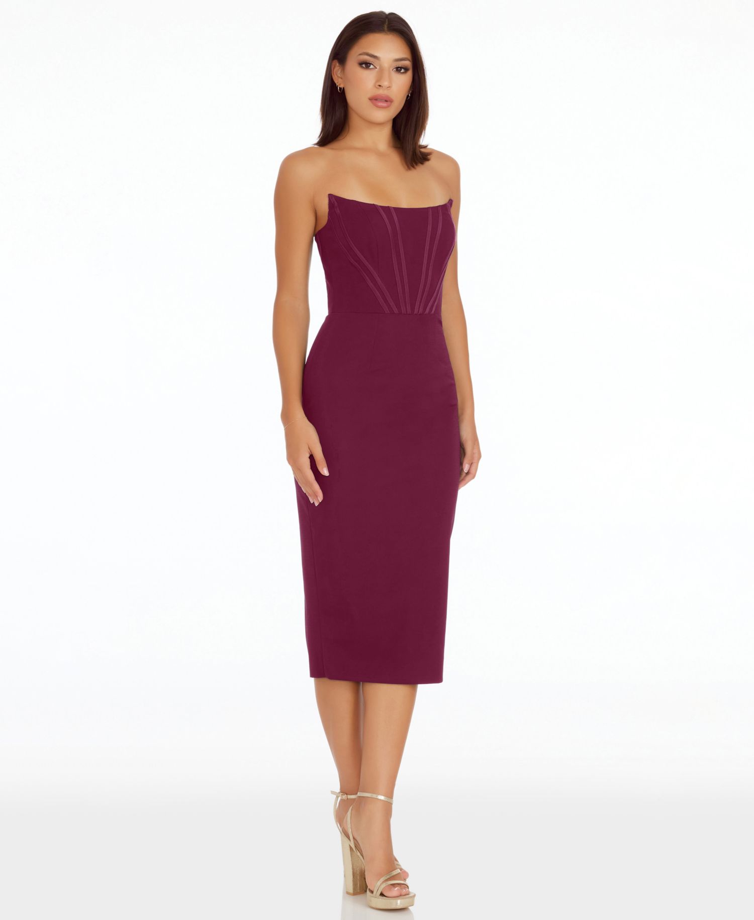 Women's Corset Strapless Midi Dress