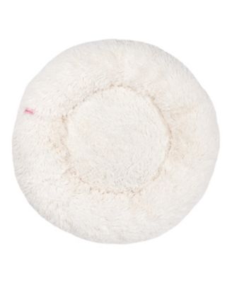 Maisie Bohemian Glam Faux Fur Round Fluffy Calming Donut Pet Bed with Washable Cover