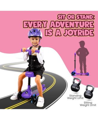 3-Wheel Foldable Kids Scooter - Child Toy Scooter with Built-in LED Wheel Lights, Foldable Seat, and Easy Maneuvering