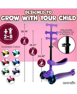 3-Wheel Foldable Kids Scooter - Child Toy Scooter with Built-in LED Wheel Lights, Foldable Seat, and Easy Maneuvering