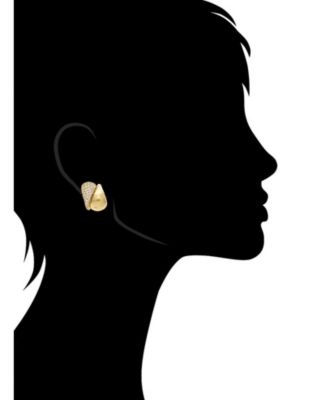 18K Gold-Plated Pave Interlocking Teardrop CZ Huggie Hoop Earrings